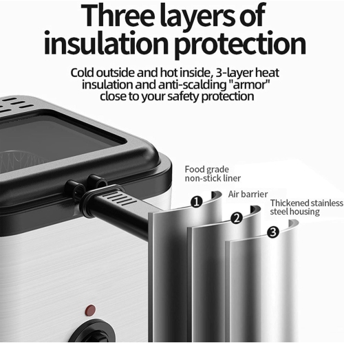 Friteuse, machine à frites, friteuse domestique, mini friteuse multifonction, poulet frit en bâtonnet de pâte frit, 2,5&nbsp;L