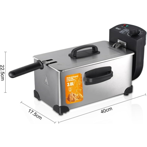 Electric Fryer, Tabletop Fryer, 3L, Commercial Use, Home Fryer, 110 V, Safe and Energy Saving, Home Use, Tabletop Fryer, Silver [Overheating