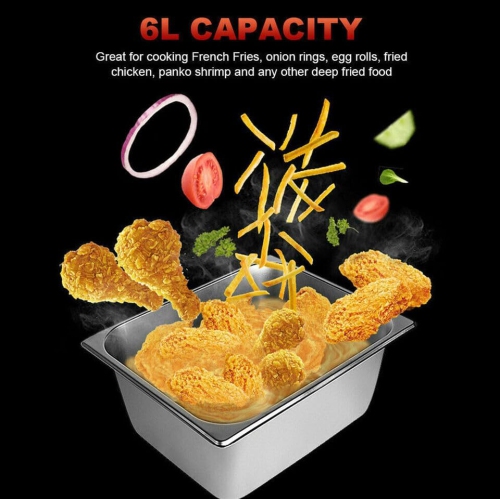Electric Fryer with Grease 1700W 6L Commercial Fryers Stainless Steel Cold Zone Fryer Professional Gastro Fryer with Oil for Restaurants, Cafes,