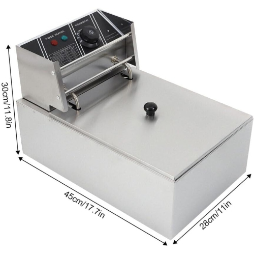 Electric Fryer with Grease 1700W 6L Commercial Fryers Stainless Steel Cold Zone Fryer Professional Gastro Fryer with Oil for Restaurants, Cafes,