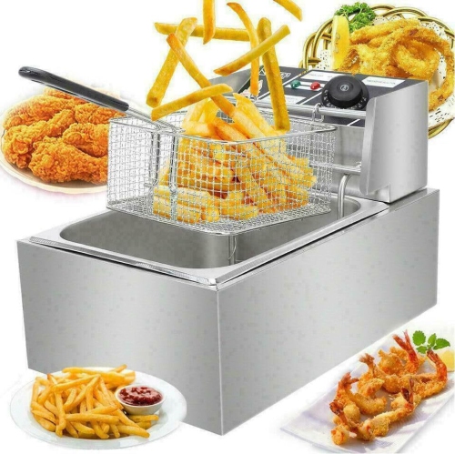 Electric Fryer with Grease 1700W 6L Commercial Fryers Stainless Steel Cold Zone Fryer Professional Gastro Fryer with Oil for Restaurants, Cafes,