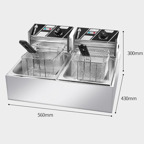 1700W Dual Tank Electric Deep Fryer for Commercial, Large Stainless Steel Countertop Deep Fryer with Removed Tank and 2 Basket for Home Kitchen and