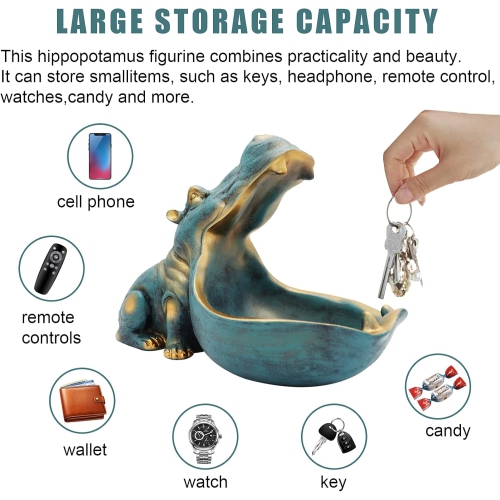 Hippopotamus Statue, Large Hippopotamus Statue Resin Home Sculpture, Hippopotamus Candy Jar, Office Desk Candy Bowl, Entry Table Key Bowl, Container