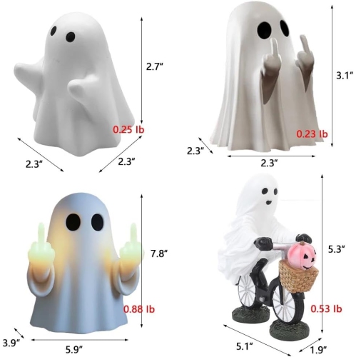 Halloween cute ghost statues, mini Halloween ghost statues, suitable for home desk party decoration