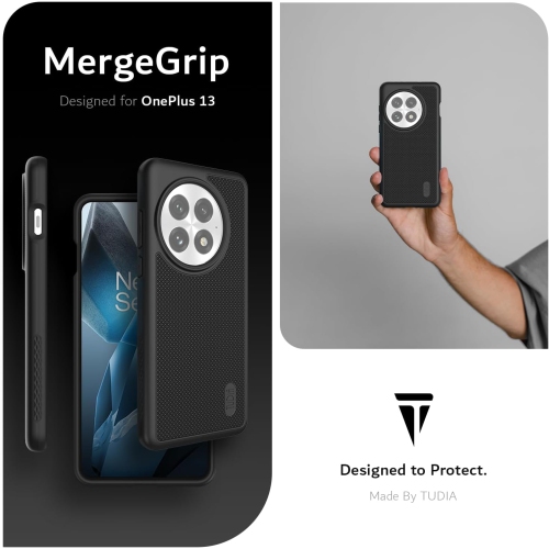 TUDIA MergeGrip for OnePlus 13 Case 5G 2025 Drop Protection - Black