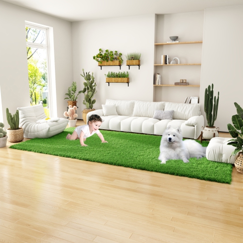 Famapy Premium Artificial Grass Turf – 13.1FT x 6.6FT Synthetic Lawn Rug, Fire & UV Resistant, Eco-Friendly, Pet-Safe, No Watering or Mowing Needed