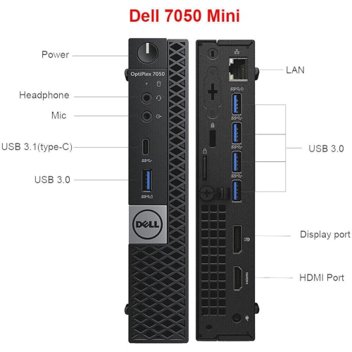 DELL  Refurbished Good Optiplex 7050 Micro Desktop (Intel Core I7 Vpro 7700T/ 16GB Ram/ 256GB SSD/ Windows 10 Pro)