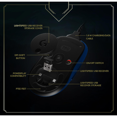 Refurbished - Logitech G PRO Wireless Gaming Mouse - Lightspeed, Hero 25K Sensor, 25,600 DPI, RGB, 4-8 Customizable Buttons (910-006449)