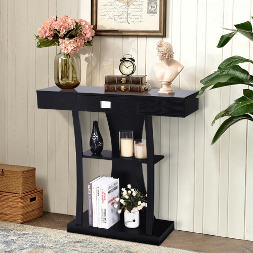 Gymax Console Table Sofa Entry Hallway Porch Desk Storage Display Shelves W/Drawer