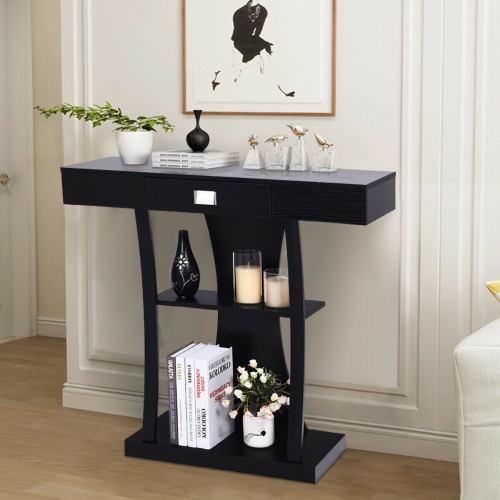 Gymax Console Table Sofa Entry Hallway Porch Desk Storage Display Shelves W/Drawer