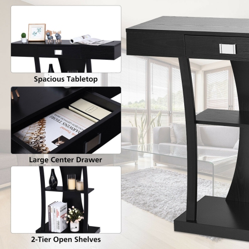 Gymax Console Table Sofa Entry Hallway Porch Desk Storage Display Shelves W/Drawer