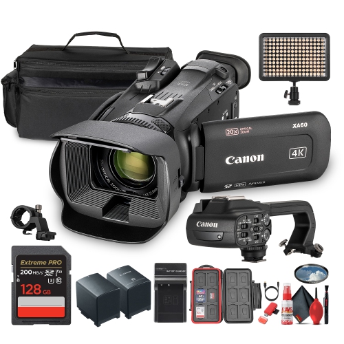 Caméscope 4K XA60 PAL Professional UHD de Canon + carte SD 128&nbsp;Go + lampe LED + plus