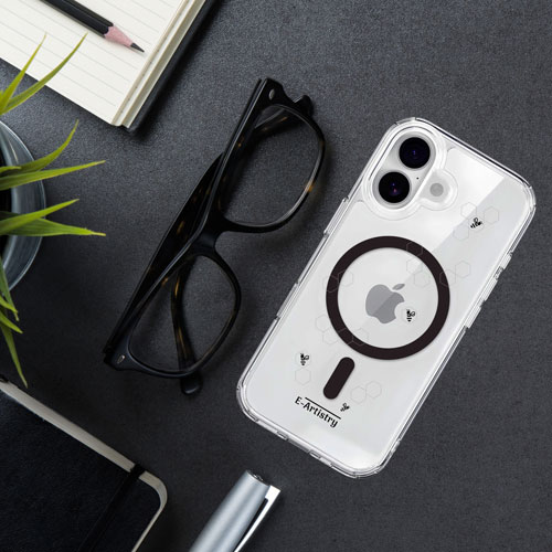 E-Artistry Signature Honeycomb Fitted Hard Shell Case with MagSafe for iPhone 17 - Silver