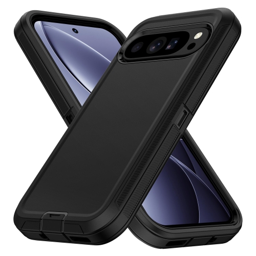 Pour Google Pixel 9/10/9 Pro/10 Pro, étui robuste antichoc, hermétique à la poussière, couverture rigide robuste à 3 couches, noir