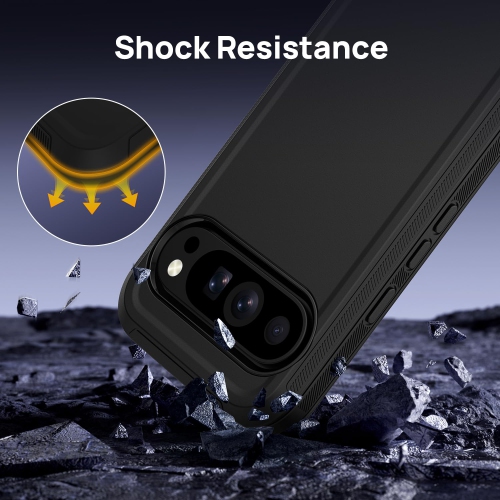 Pour Google Pixel 9/10/9 Pro/10 Pro, étui robuste antichoc, hermétique à la poussière, couverture rigide robuste à 3 couches, noir