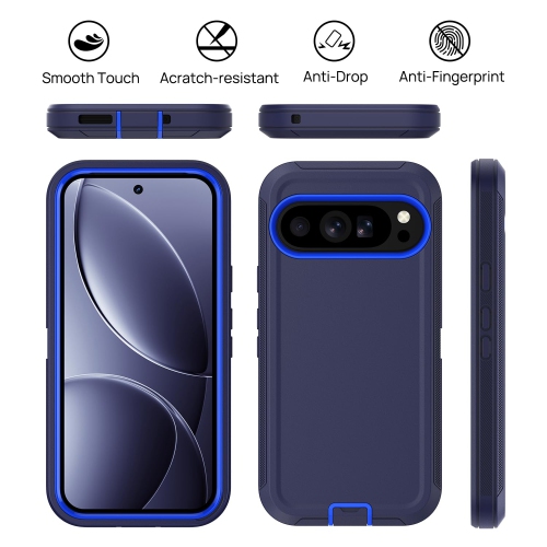 for Google Pixel 9/10/9 Pro/10 Pro Protective Case, Heavy Duty Shockproof Dropproof Dustproof Phone Case 3-Layer Rugged Hard Cover, Navy Blue