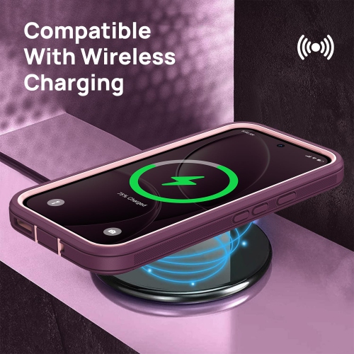 Pour Google Pixel 9/10/9 Pro/10 Pro, étui rigide robuste à 3 couches antichoc résistant à la poussière, violet/rose