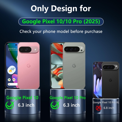 Magnétique pour Pixel 10/10 Pro de Google avec protecteur d'écran, compatible avec MagSafe, étui de téléphone antichoc mat à arrière protecteur mince