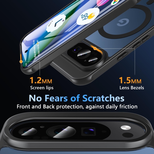 Magnétique pour Pixel 10/10 Pro de Google avec protecteur d'écran, compatible avec MagSafe, étui de téléphone antichoc mat à arrière protecteur mince