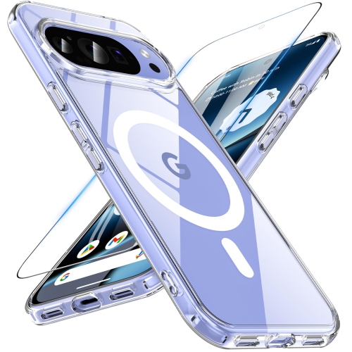 Magnetic for Google Pixel 10/10 Pro Case with Screen Protector, Compatible with MagSafe, Shockproof Translucent Matte Back Slim Bumer Phone Cover for