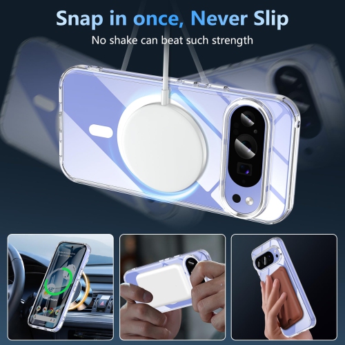 Magnetic for Google Pixel 10/10 Pro Case with Screen Protector, Compatible with MagSafe, Shockproof Translucent Matte Back Slim Bumer Phone Cover for