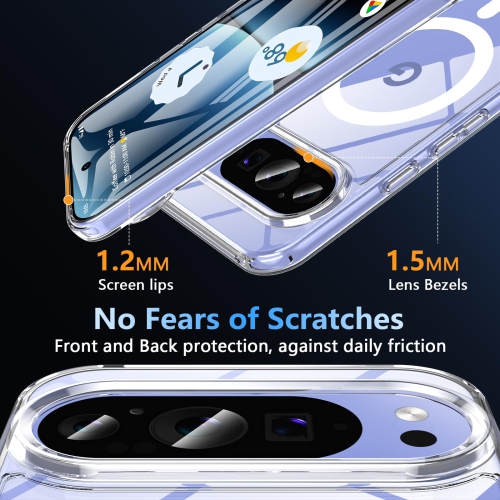 Magnetic for Google Pixel 10/10 Pro Case with Screen Protector, Compatible with MagSafe, Shockproof Translucent Matte Back Slim Bumer Phone Cover for