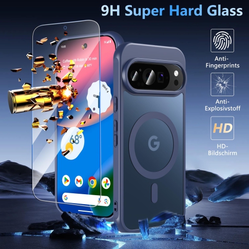 Magnétique pour Pixel 10/10 Pro de Google avec protecteur d'écran, compatible avec MagSafe, étui de téléphone antichoc mat arrière mince protecteur