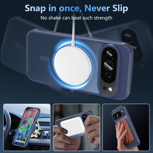 Magnétique pour Pixel 10/10 Pro de Google avec protecteur d'écran, compatible avec MagSafe, étui de téléphone antichoc mat arrière mince protecteur