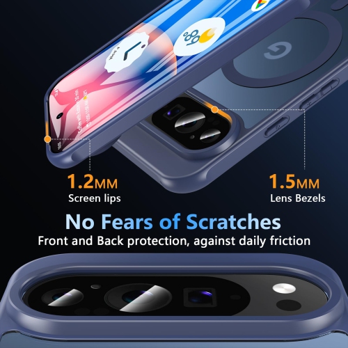 Magnétique pour Pixel 10/10 Pro de Google avec protecteur d'écran, compatible avec MagSafe, étui de téléphone antichoc mat arrière mince protecteur