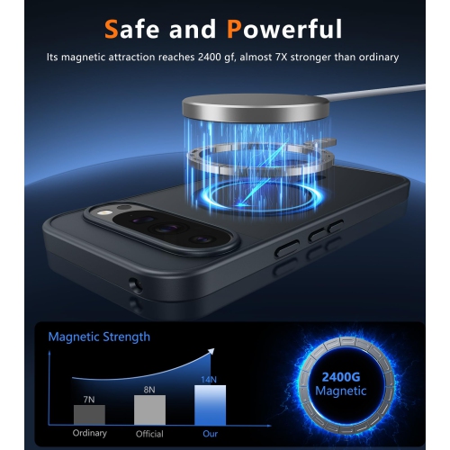 Pour l'étui pour Pixel 10 de Google&nbsp;: Google – Étui magnétique mat antichoc robuste translucide pour Pixel 10 Pro, robuste, résistant aux chutes