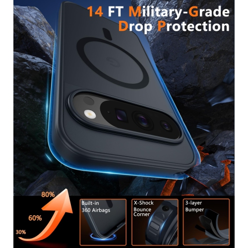 Pour l'étui pour Pixel 10 de Google&nbsp;: Google – Étui magnétique mat antichoc robuste translucide pour Pixel 10 Pro, robuste, résistant aux chutes