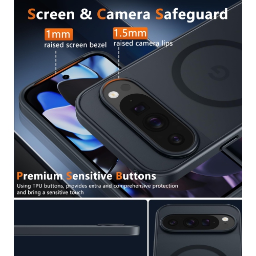 Pour l'étui pour Pixel 10 de Google&nbsp;: Google – Étui magnétique mat antichoc robuste translucide pour Pixel 10 Pro, robuste, résistant aux chutes