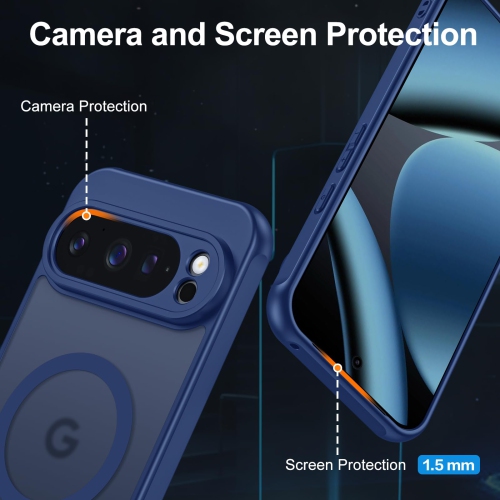 Matte Case for Google Pixel 10 Pro XL with Screen Protector, Compatible with Magsafe,Wrist Strap Shockproof Military Drop Protection Translucent Back