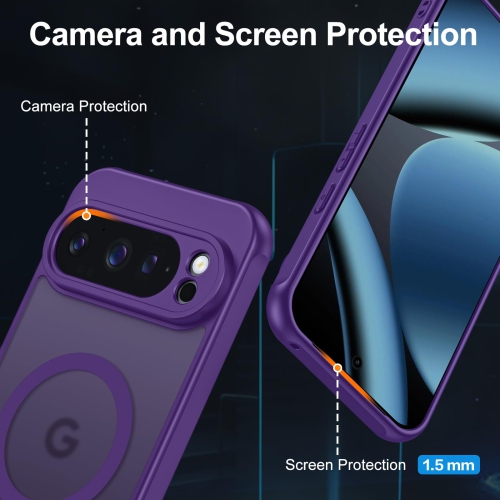 Étui mat pour Pixel 10 Pro XL de Google avec protecteur d'écran, Compatible avec MagSafe, Dragonne antichoc Protection militaire contre les chutes,