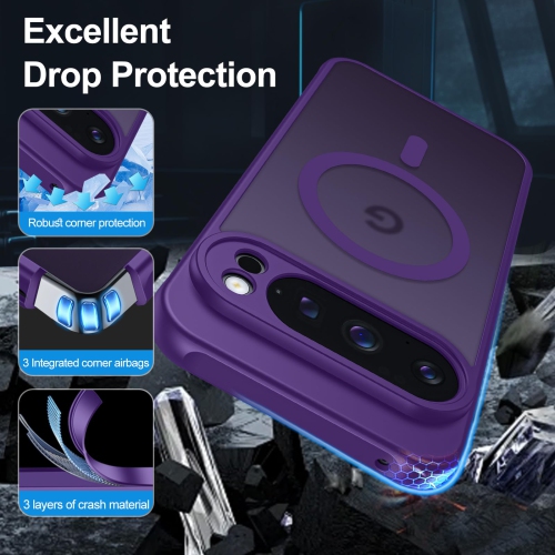 Étui mat pour Pixel 10 Pro XL de Google avec protecteur d'écran, Compatible avec MagSafe, Dragonne antichoc Protection militaire contre les chutes,