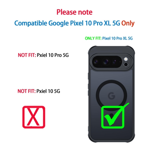 Matte Case for Google Pixel 10 Pro XL with Screen Protector,Compatible with Magsafe, Wrist Strap Shockproof Military Drop Protection Translucent Back