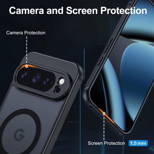 Matte Case for Google Pixel 10 Pro XL with Screen Protector,Compatible with Magsafe, Wrist Strap Shockproof Military Drop Protection Translucent Back