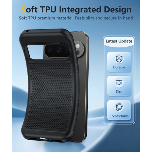 Pour Google Pixel 10-Pro-XL Étui&nbsp;: Étui antichoc pour Pixel 9 Pro XL Étui de téléphone cellulaire léger robuste avec protecteur arrière texturé