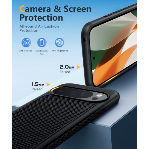 Pour Google Pixel 10-Pro-XL Étui&nbsp;: Étui antichoc pour Pixel 9 Pro XL Étui de téléphone cellulaire léger robuste avec protecteur arrière texturé