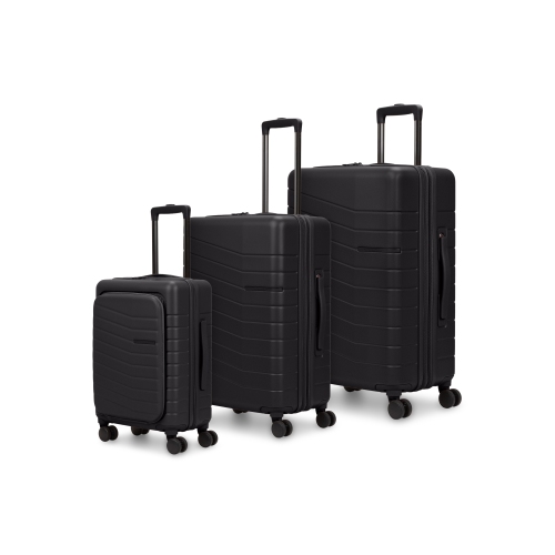 Bugatti - Munich Pro Hardside 3 Piece Luggage Set with Front Pocket - Black