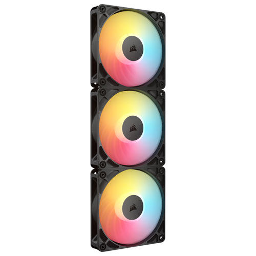 Ensemble de trois ventilateurs RVB adressable à modulation d'impulsion de 120 mm avec boîtier inversé RS120-R de Corsair - Noir