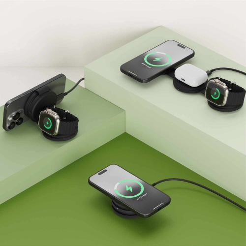 Chargeur sans fil 3-en-1 OntheGo de Satechi | Noir