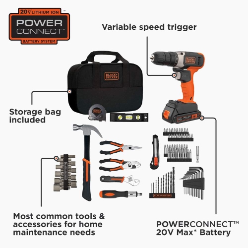 Beyond by BLACK+DECKER Home Tool Kit with 20V MAX Drill/Driver, 83-Piece