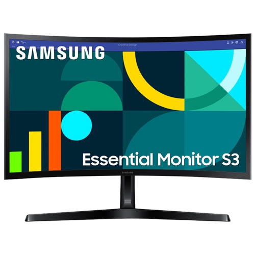 Open Box - Samsung Essential S3 24" FHD 100Hz 4ms GTG Curved VA LED Monitor - Black