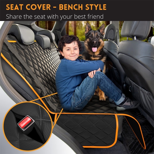 Dog Car Seat Cover for Cars, Trucks & SUVs – Waterproof & Scratch-Proof Hammock Protector w/ Side Flaps & Seat Belt Openings – Non-Slip, Machine