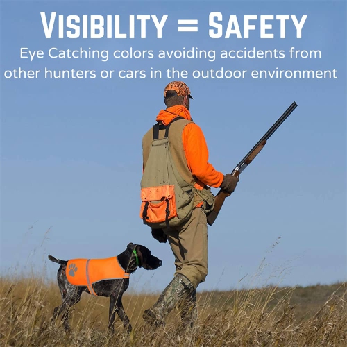 Reflective Dog Safety Vest – High Visibility Adjustable Jacket with Strips for Large Dogs – Ideal for Hunting, Night Walks & Outdoor Use