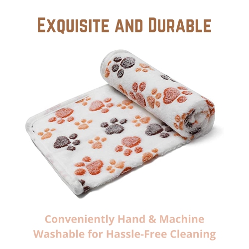Pet Blanket 3-Pack – Soft Fluffy Fleece Throws with Paw & Heart Prints for Dogs and Cats – Ideal for Small, Medium & Large Pets