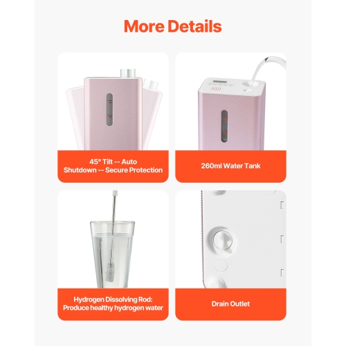 VEVOR 99.99% Hydrogen Inhalation Machine, High Purity Hydrogen Inhaler, HO-Separated 180ml/min Dual Port Hydrogen Oxygen Inhaler, Hydrogen-Rich Water