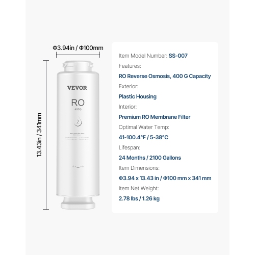 VEVOR 400 GPD Reverse Osmosis System, 9-stage Reverse Osmosis Water Filter Replacement,RO Filter Cartridge for 24 Months,Reduces Lead,Compatible with