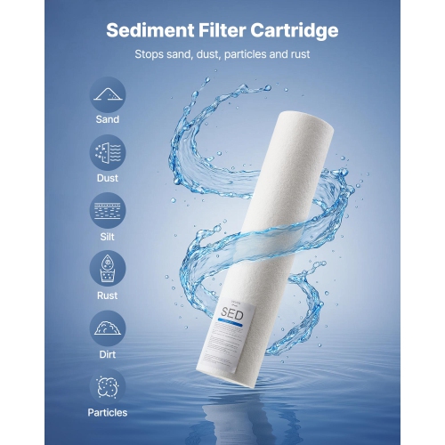 VEVOR 4.5" x 20" Whole House Water Filter Replacement Cartridge, Polypropylene Sediment Filter for 3-Stage Whole Home Water Filtration System, Reduce